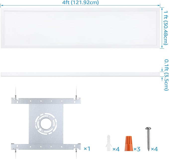 LEONLITE 3CCT 120V 1x4FT LED Flat Panel Light, Surface Mount Ceiling Light, 46W/40W/30W, 4600LM, Built-in Driver Ceiling Light, 5%-100% Dimmable, ETL, White, 3500K/4000K/5000K, Pack of 2