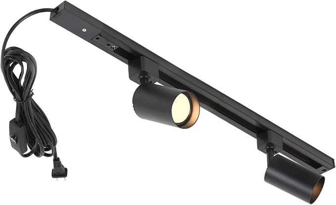 Plug in Track Lighting with Power Cord, 3-Light GU10 Track Lighting Kit with Track Rail, Modern Kitchen LED Lighting Fixtures Ceiling Wall Spot Light, 13FT Plug Cord, Black (No Bulbs)