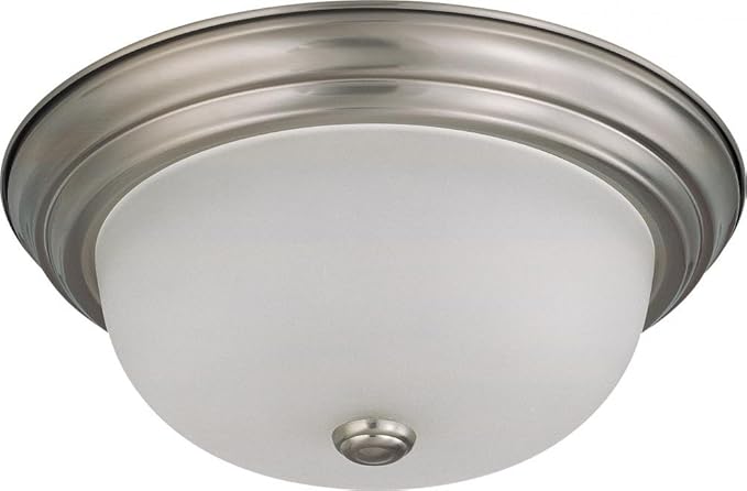 NUVO 60/3262 Flush Mounted Dome Light Fixture, 13", Brushed Nickel/Frosted Glass
