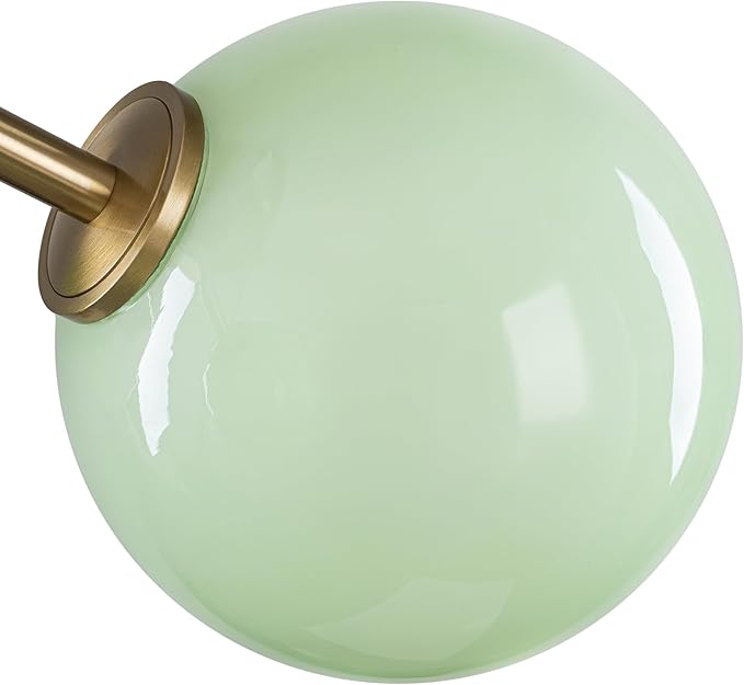 Green Semi Flush Mount Ceiling Light Fixture, 3 Light Opal Glass Globe Mid Century Modern Light Fixtures for Bedroom,Entryway,Hallway,Living Room,Kithcen,Dining Room