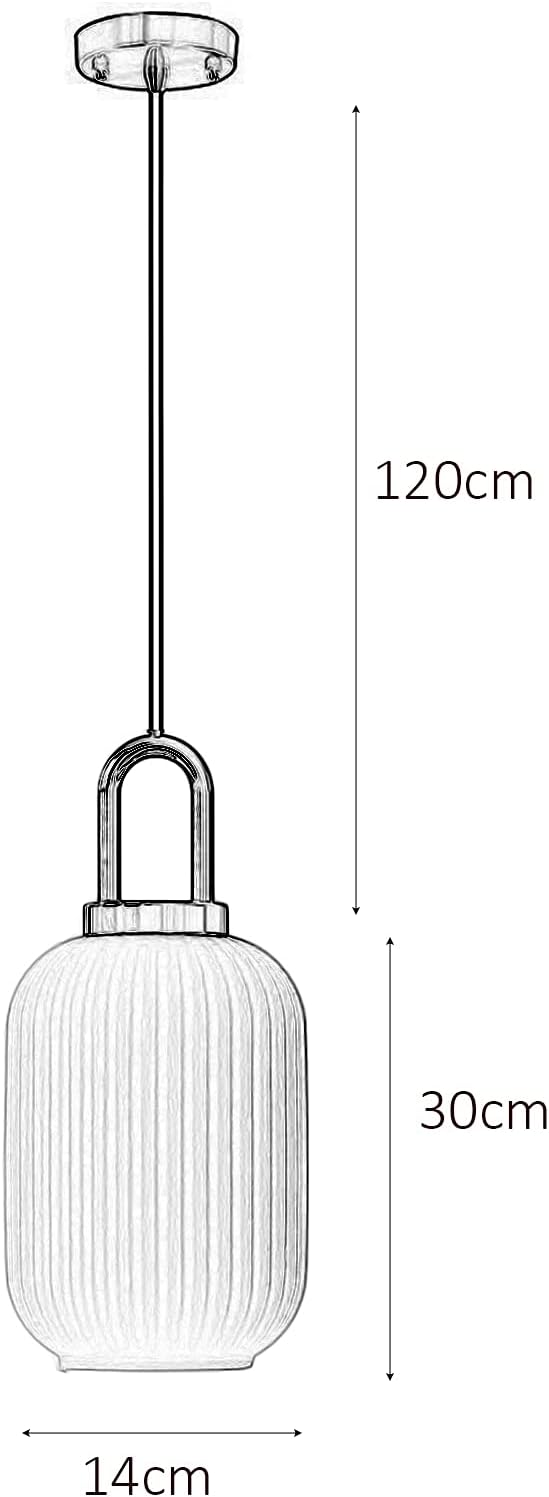 Industrial Vintage Pendant Lighting with Ribbed Glass Lamp Shade and Bronze Finish, Modern Retro Ceiling Light Hanging Lamp for Bedside Dining Table Kitchen Island (Transparent, 5.1")