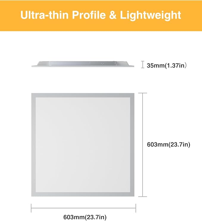 2x2 LED Flat Panel Light, Drop Ceiling Lights Fixture, Selectable Features, 20W/25W/30W/35W/40W, 3000K/3500K/4000K/5000K/6500K, Dimmable (0-10V), for Office Kitchen, ETL Listed (2x2FT-6Pack)