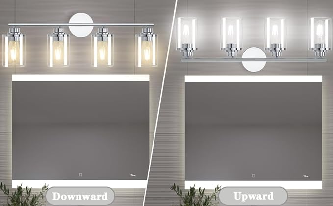 Bathroom Light Fixtures,Chrome Vanity Lights Over Mirror,Chrome Vanity Light for Bathroom, 31''Chrome 4-Light Modern Sconce