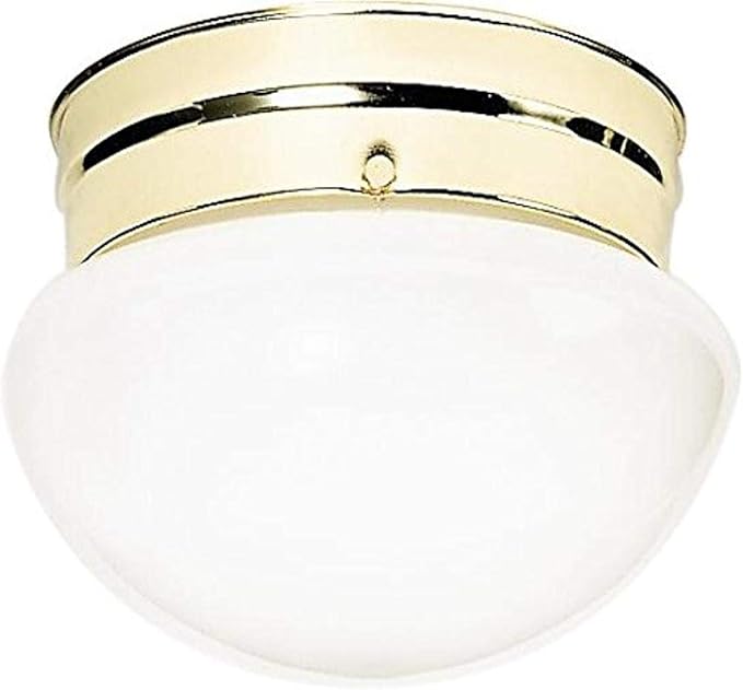 NUVO SF77/061 Two Light Mushroom Flush Mount, Polished Brass/White Glass