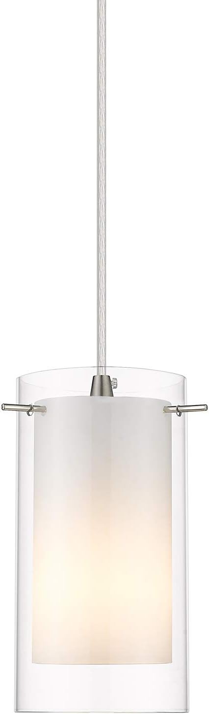 Modern Glass Pendant Light 2 Pack, Adjustable Hanging Pendant Lighting Kitchen Lights Island Dining Room Bathroom Bar, Brushed Nickel Finish