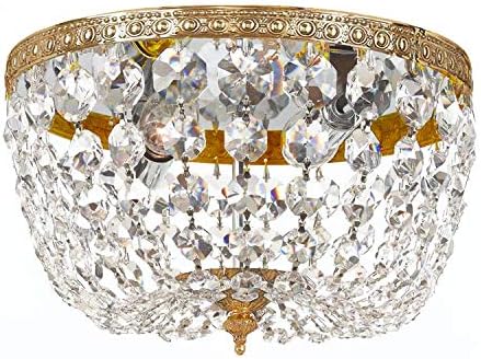 Crystorama 2 Light Spectra Crystal Olde Brass Flush Mount