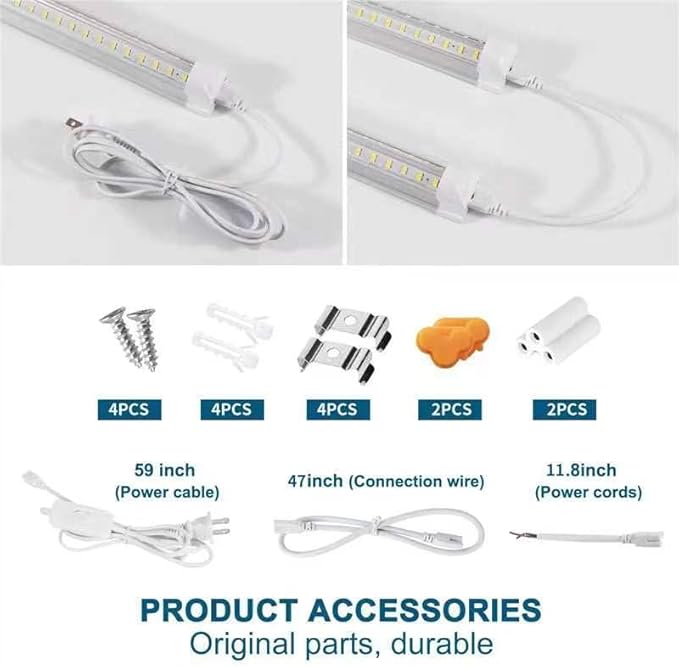 AQIQUUT LED Shop Lights,4FT Led Light 6500k Daylight 50W 7000LM.4 Foot Shop Lighting Clear Cover Integrated V-Shape,Led Garage Lights for Workshop 4ft,Warehouse Commercial Bay Lighting(2-Pack)