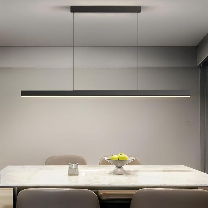 Pendant Lights Kitchen Island Dimmable Pool Table Light with Remote, Modern LED Island Lights for Kitchen, 39.37" LED Linear Pendant Light Fixtures Dining Room Living Room Billiard Room
