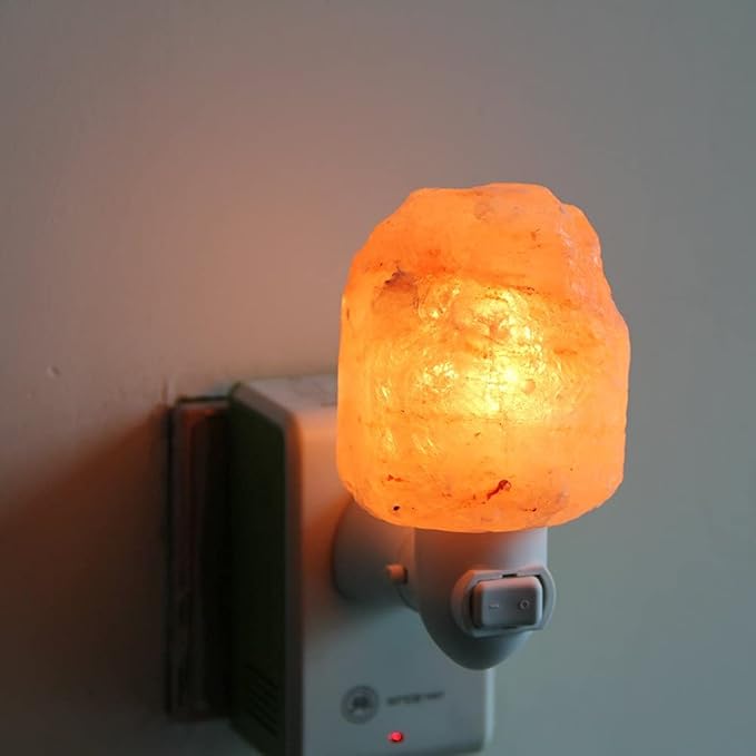 pursalt Himalayan Salt Lamp Night Light Plug in, Certificated 360 Degree Rotatable Wall Plug with Extra 2 Replacement Bulbs Bathroom Bedroom Night Light, Pink Crystal Rock Salt Hand Crafted