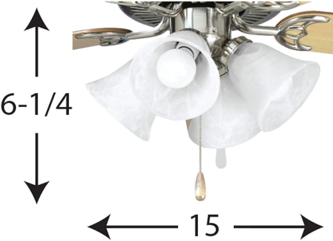 Progress Lighting 4-Light Ceiling Fan Light Kit for AirPro Collection Ceiling Fans, Transitional Style, Includes 4 LED Light Bulbs, Brushed Nickel