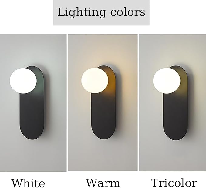 Black Globe Wall Light,Art Deco Flush Mount Glass Sconce Indoor,Minimalist Kitchen Light Fixture,Vintage Style Wall Lamp for Hallway Living Room and Office