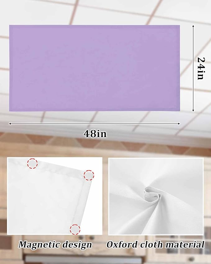 Magnetic Light Cover for Classroom Drop Ceiling,4 Pack 4x2 Ft Fluorescent Light Covers for Office Home Ceiling Light Lavender Purple Solid Color Lampshade