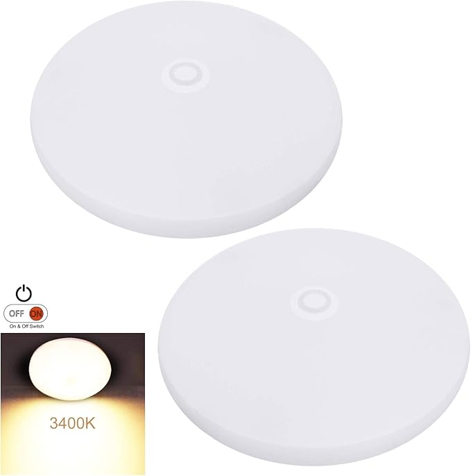 Facon 2-Pack Ultra Slim 3.5'' 12V RV Puck Lights w/Switch, SY-SM35 3400K Warm White LED Interior Lights for RVs, Camper Van, Boats, 12V Dome Light Fixture – cETL Certified