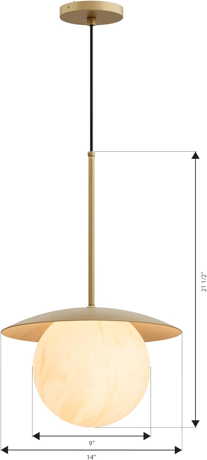 Minka-Lavery 10385-732 Olenne 14" 1-Light Pendant - Legacy Brass with Etched Amber Swirl Glass