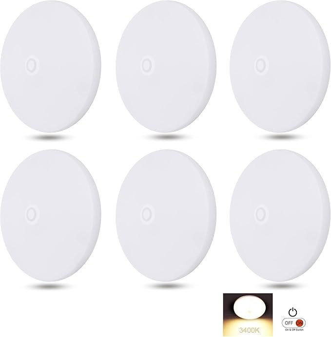 Facon 6-Pack Ultra Slim 4.5'' 12V RV Puck Lights w/Switch, SY-SM45 3400K Warm White LED Interior Lights for RVs, Camper Van, Boats, 12V Dome Light Fixture – cETL Certified