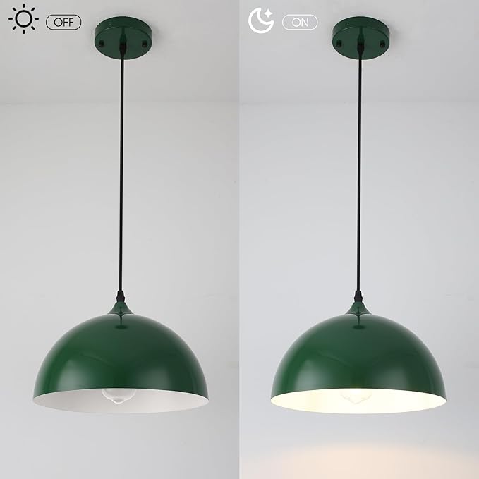 Green Pendant Lights, Dome Island Lights for Kitchen, Modern Pendant Lighting Over Kitchen Island, Pendant Light Fixtures for Dining Room, Living Room, Bar, Foyer, Sink