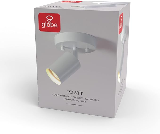 Globe Electric 1-Light Track Spotlight, Matte White, Pivoting Head, Dimmable, 57499