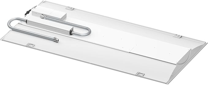 Lithonia Lighting 2x4 LED Troffer Light, Stack Switch LED Lay-in Ceiling Light Fixture, Adjustable Lumens, 3500K/4000K/5000K Switchable Color Temperature, Includes Emergency Battery Backup, White