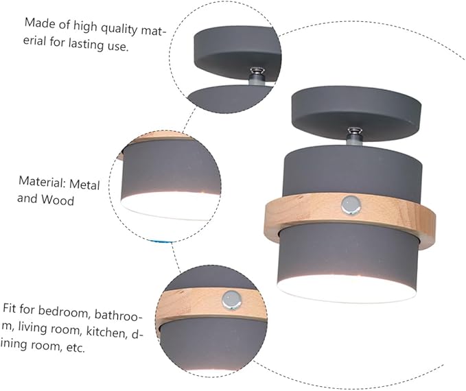 Uonlytech Minimalist Wooden LED Ceiling Light White Light Energy-Saving Corridor Lamp for Bedroom Living Study Home Decor
