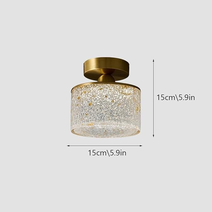 KISAD Nordic Bedroom Semi Flush Mount Ceiling Light Fixtures Modern Minimalist Hallway LED Close to Ceiling Lamp for Entryway Balcony(Gold Leaf,Cylindrical)
