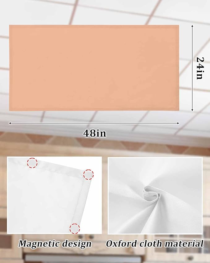 Magnetic Light Cover for Classroom Drop Ceiling,1 Pack 4x2 Ft Fluorescent Light Covers for Office Home Ceiling Light Peach Coral Solid Color Lampshade