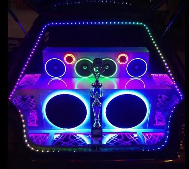 4PCS 6.5" RGB Dream Color Chasing Symphony LEDs Addressable Speaker Rings Lights with Wireless RF Remote Bluetooth App Control Coaxial Speaker Lights Slingshot