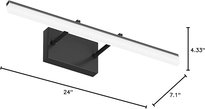Aipsun 24 inch Black LED Vanity Light Adjustable Modern Bathroom Vanity Light Fixtures Over Mirror 5500K
