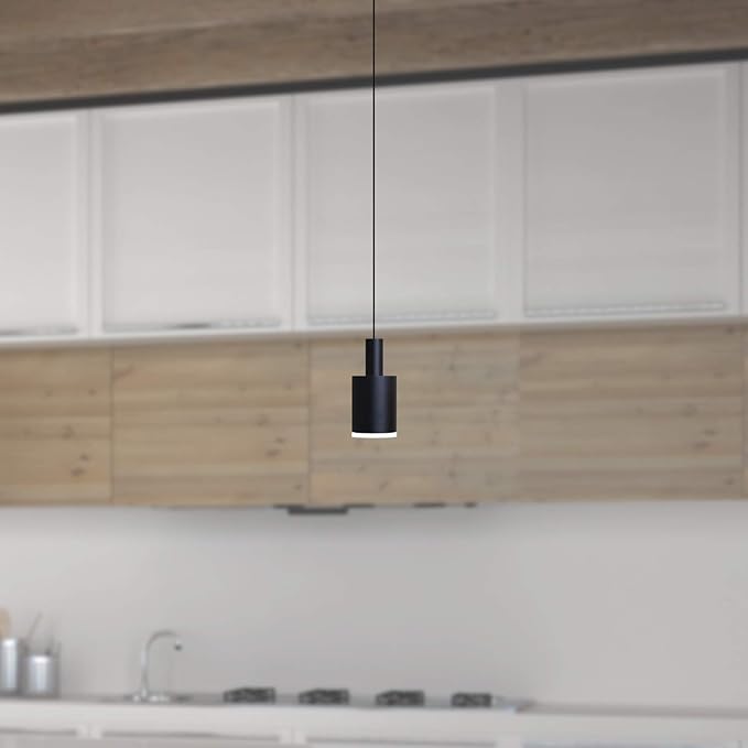 Virgo 1 Mini Pendant Lighting Black - LED Hanging Light Fixture for Kitchen Island, Bar, Foyer - Cluster Pendants - Dimmable, Adjustable Wire, Lamp Bulb Included