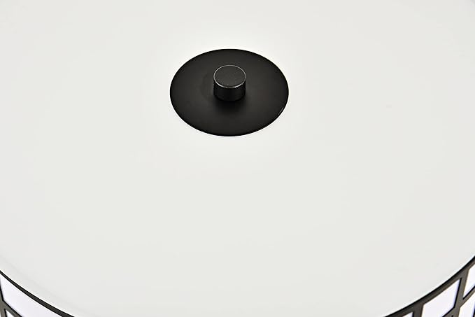 Semi Flush Mount Ceiling Light Black Rectangle Pattern LED Light Fixture with Drum Shade Indoor Use Living Dining Room Kitchen Modern Chandelier Lamps Brushed Chrome Finish E26 Bulb Base