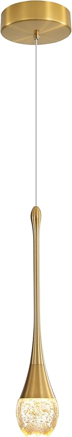 ykolupty Modern Crystal Pendant Light LED Dimmable Crystal Ceiling Pendant Lighting for Kitchen Island Dining Room Hallway Bedroom (Gold 3 Pack)
