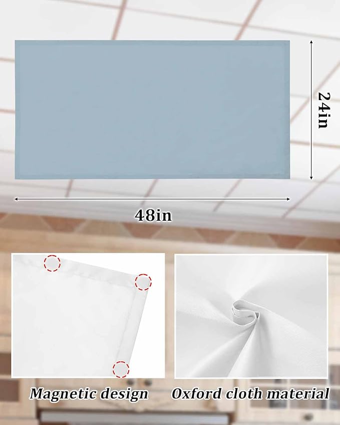 Magnetic Light Cover for Classroom Drop Ceiling,3 Pack 4x2 Ft Fluorescent Light Covers for Office Home Ceiling Light Sky Blue Solid Color Lampshade, LSYZAA20240704FUGE1SHZF07216ZAACFGE