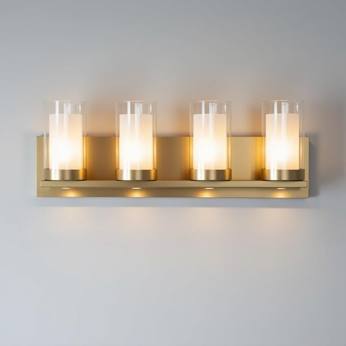 LYTIO 4-Light LED Vanity Bar Light – Modern Bathroom Wall Lamp to Install Over The Sink or Mirror - Includes LED Bulbs (Brass)
