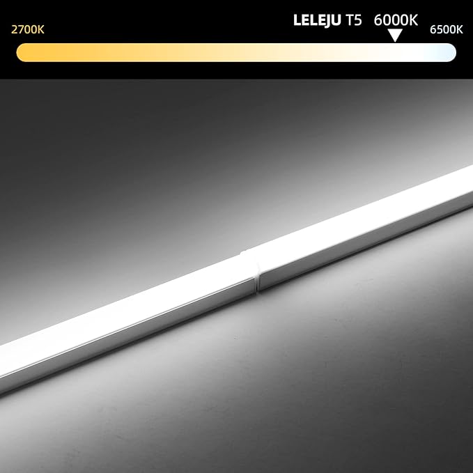 LED Shop Light 2FT, 1100lm, 6000K, 10W, Under Cabinet LED T5 Fixture and Under Counter Lights for Kitchen, Corded Electric with ON/Off Switch (Pack of 2)