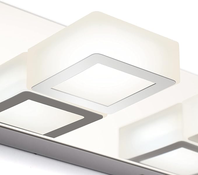 Ralbay Chrome Vanity Lights for Bathroom Acrylic Rotable 360° LED Modern Bathroom Lighting Fixtures Over Mirror (4500K Natural White Light)