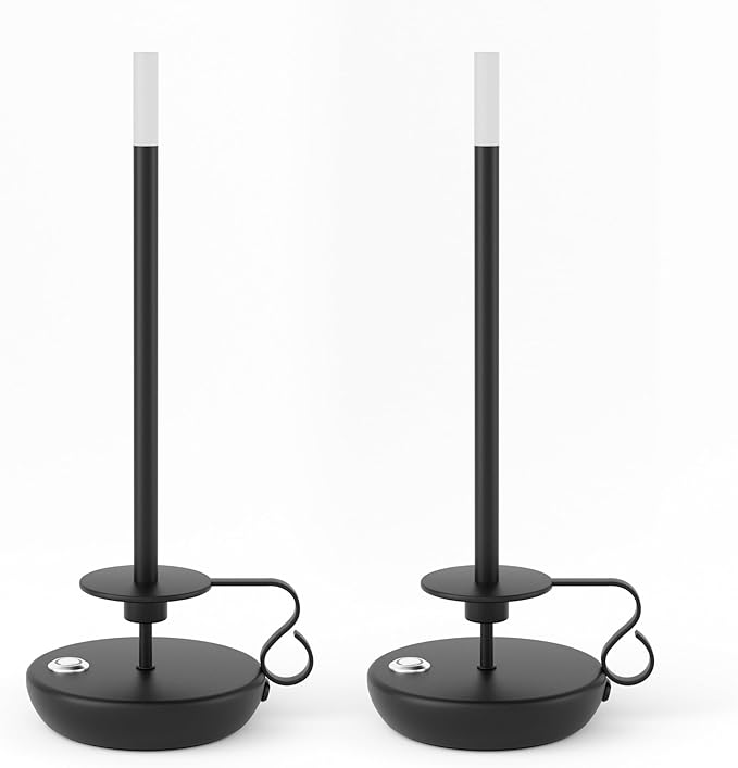 2 Pack Cordless LED Table Lamp, Battery Powered Stepless Dimmable Rechargeable Table Lamp for Dinner/Dining/Bedroom/Bar/Camping(Black)