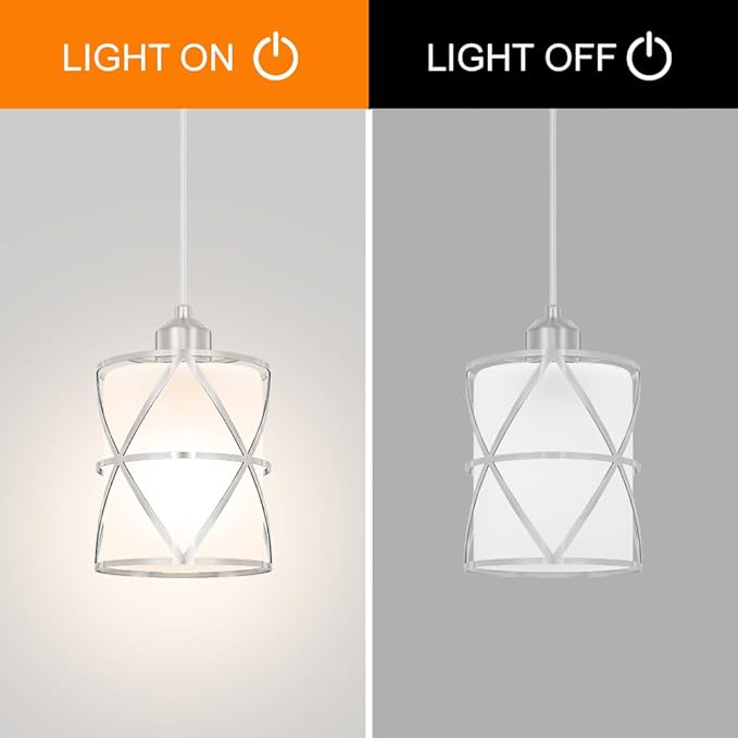 2 Pack Brushed Nickel Pendant Lights for Kitchen Island, Pendant Lights Kitchen Island with 5.51in Frosted Glass Shade, Adjustable Modern Hanging Lights - 59.06 Inch Cord for Dining Room, Entryway