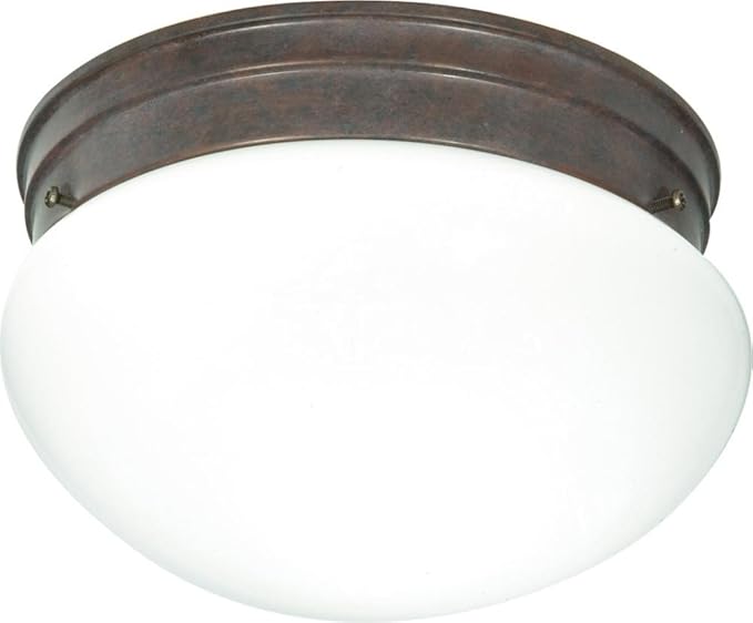 NUVO SF76/602 Two Light Mushroom Flush Mount, Old Bronze/White Glass