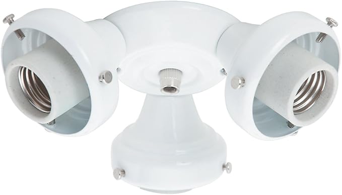 Hunter Three Light White Fitter for Ceiling Fan - Ceiling Fan Light Kit Base & Replacement, Compatible Casablanca - 99135, White