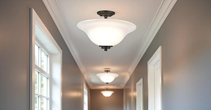 Aspen Creative 25007-64-1 Replacement Frosted Glass shade for Flush Mount or Semi-Flush Mount, 1/2" Central Hole,12-7/8" Diameter x 5" Height