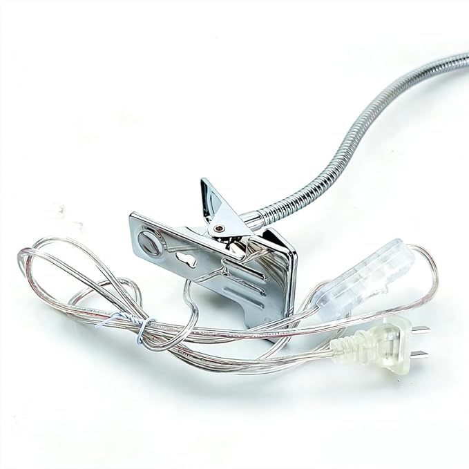 QUANS 5W 3 Colors LED COB Clip on Light Silver 19.68 INCH 50 CM Tube Desk Flexible Table Bed Lamp Work Home Design Lighting 110V 220V 85V - 265V AC with US Plug Switch on Off 500LM (Silver)