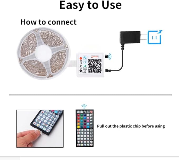 NBBUFF Led Lights for Bedroom 50ft (1 Roll), Color Changing RGB Led Strip Lights with 60 Keys Remote and App Control, Music Sync Led Lights for Room Kitchen Party Home Decor