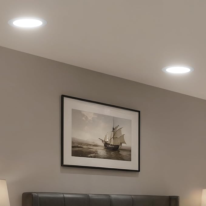 Amico 6 Pack 6 Inch 5CCT Ultra-Thin LED Recessed Ceiling Light with Junction Box, 2700K/3000K/3500K/4000K/5000K Selectable, 12W Eqv 110W 1050LM Brightness Dimmable Canless Wafer Downlight, ETL & FCC