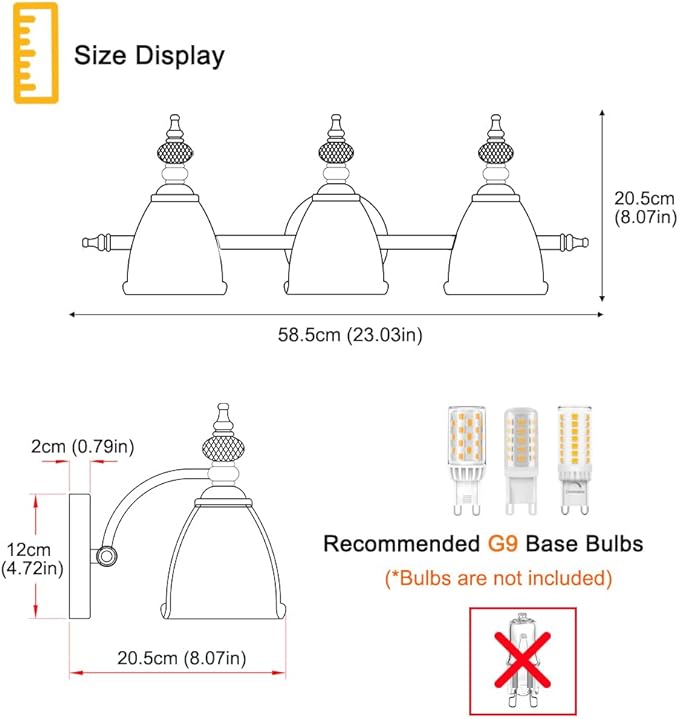Brushed Nickel Vanity Light, Antique Bathroom Vanity Light Over Mirror, 3 Light Lighting Fixture with Flower Glass Shade, Farmhouse Sconces Wall Lighting for Hallway Living Room Bedroom