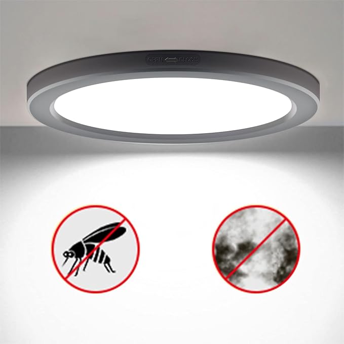 ETL Certified 7 inch Small LED Flush Mount Ceiling Light Dimmable,5000K Daylight Ultra Slim Round Flat Panel Ceiling Light Fixture,Modern Ceiling Lamp for Closet,Kitchen,Bathroom 8 Pack(Black)