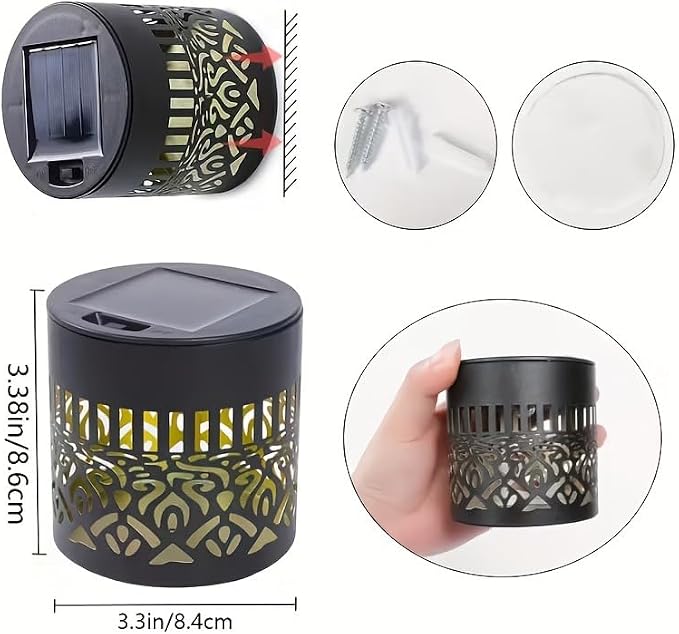 4 Pcs Solar Mandala Lights Outdoor: Metal Waterproof Solar Wall Lights with Decorative Projection Pattern - Solar Garden Lights for Fence Patio Deck Backyard Walkway Yard Decor