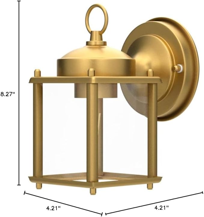 MATAMEYE Outdoor Wall Lantern, Exterior Waterproof Wall Sconce Light Fixtures, Gold Front Door Lighting with Clear Beveled Glass Shade, 2 Pack