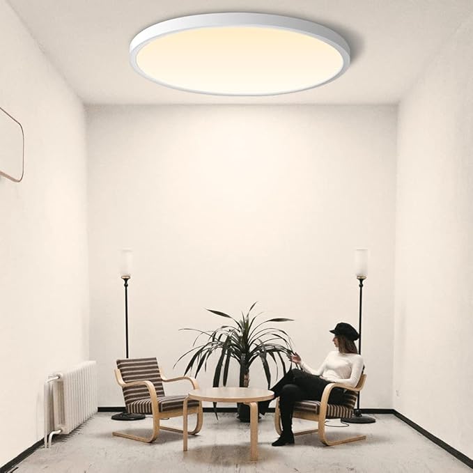 inShareplus LED Flush Mount Ceiling Light Fixture, 3200ML 4000k Natural White 12 Inch Flat Modern Ceiling Lighting, 24W(240W Equivalent), Used in Bedroom, Bathroom, Kitchen, Corridor, Etc