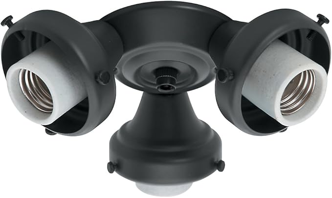 Hunter Three Light Black Fitter for Ceiling Fan - Ceiling Fan Light Kit Base & Replacement, Compatible with Hunter & Casablanca - 99140, Black