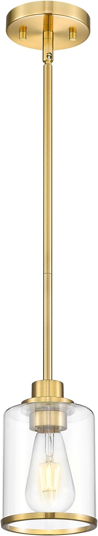 Beionxii Brushed Gold Pendant Lights Kitchen Island, Modern Kitchen Pendant Lighting Over Island, Hanging Lights with Clear Glass for Sink, Dining Room, Entryway, BX-PL02BG-CG (Only 1-Pack)