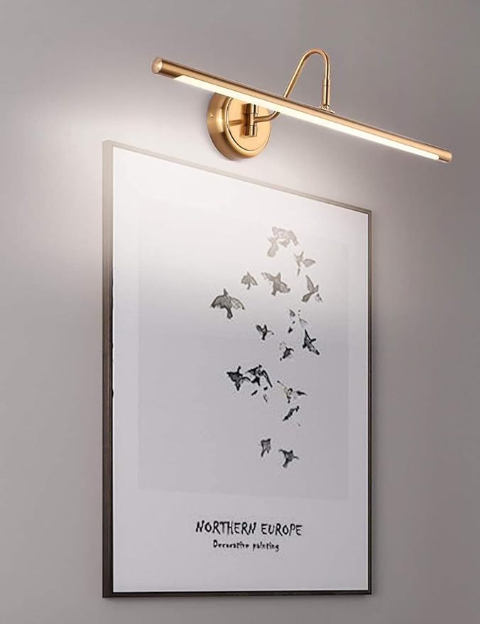 JOOSENLUX Picture Lights 24.4'' Inch Brass for Painting Display Wall Mount Brief Metal Artwork LED Wall Sconces Lamps14W(70W Eqv.),Warm White 3000K,Hardwire Swing Arm